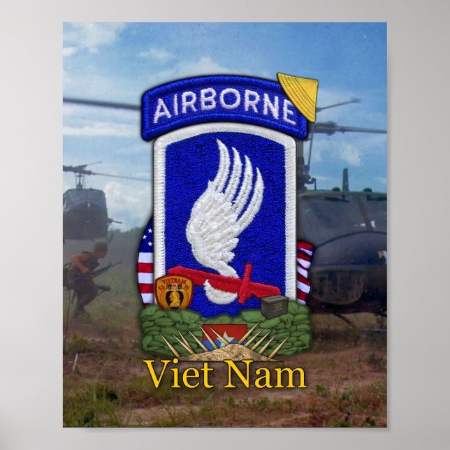 Poster Patch de guerre de l'Armée 173e ABN BDE Vietnam (Devant)