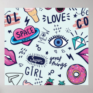 Poster Patch de mode : Stickers Pop Art.