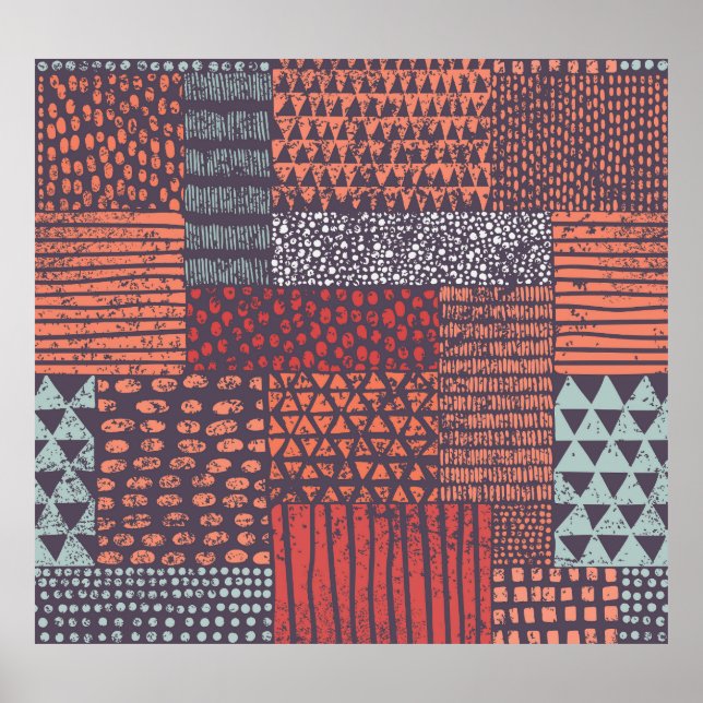 Poster Patchwork bohémien : conception sans couture dessi (Devant)