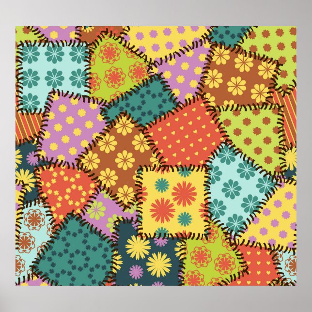 Poster Patchwork Eclectique : Mélange Motif Diverse (Devant)