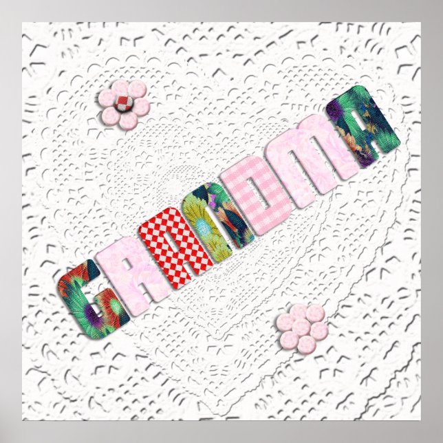 Poster Patchwork 'Grand-mère' Sur Dentelle (Devant)