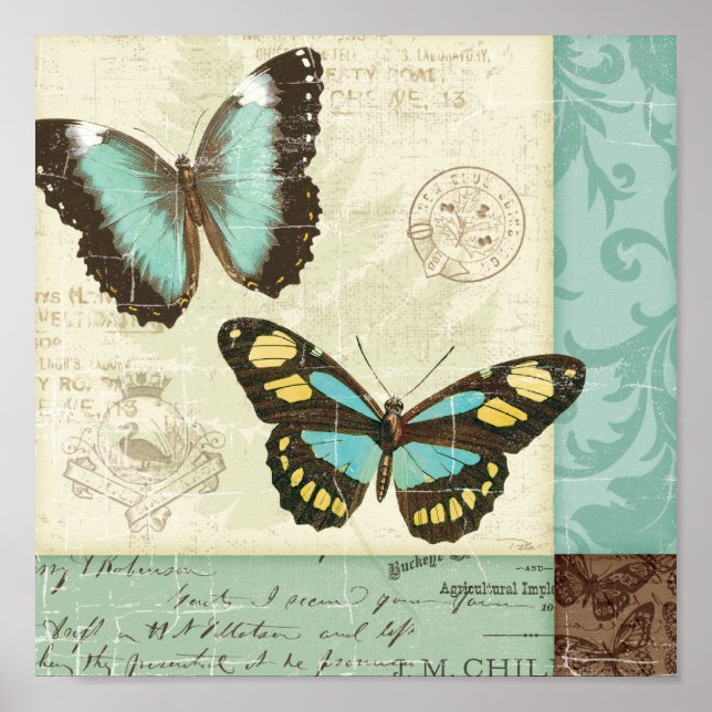 Poster Patchwork papillon (Devant)