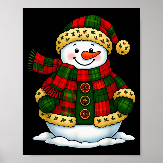 Poster Patchwork Snowman Retro Funny Christmas Snowman Ho (Devant)