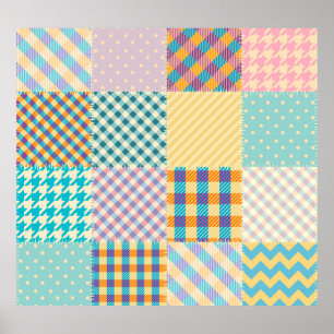 Poster Patchwork vintage : Arrière - plan sans couture te