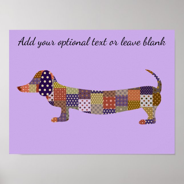 Poster Patchwork violet Dachshund Wall Art (Devant)