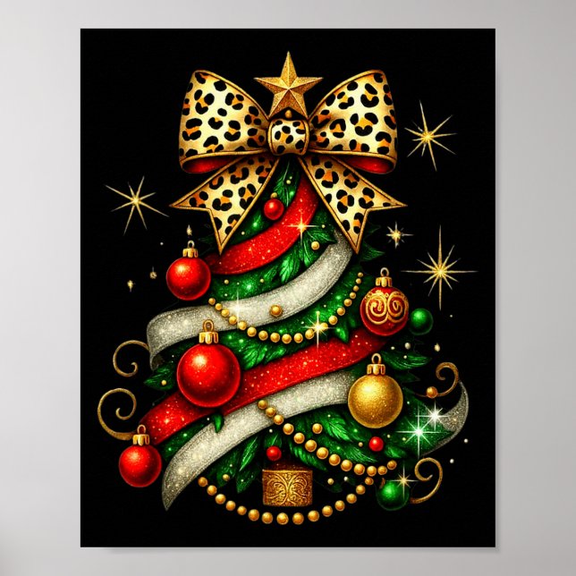 Poster Patchwork Xmas Merry Christmas Tree Coquette Leopa (Devant)
