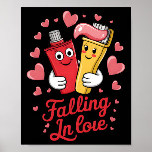 Poster Pâte dentifrice Saint-Valentin Brosse à dents Amou