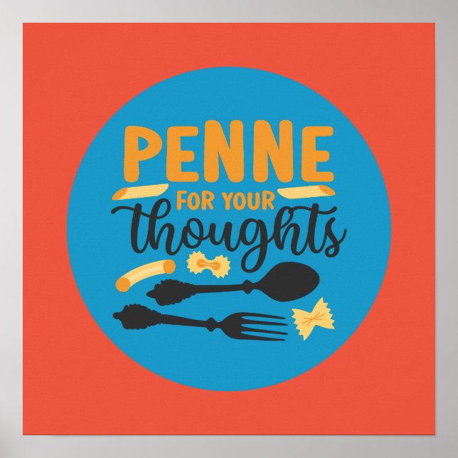 Poster Pâtes amusantes Pun alimentaire Typographie couleu (Devant)