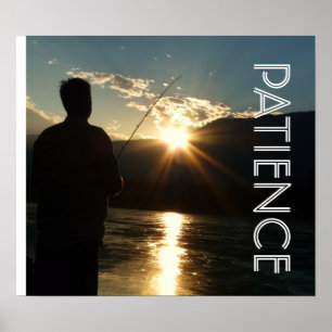Poster Patience Sunset Fisherman Silhouette