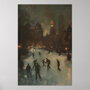 Poster Patin à glace dans le parc central de la ville, vi
