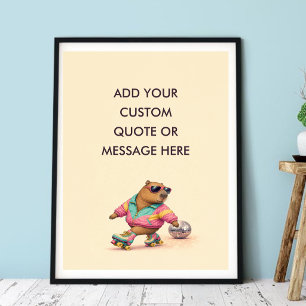Poster Patin à roulettes personnalisé Capybara Drôle Anim
