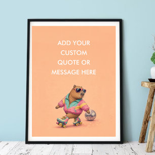 Poster Patin à roulettes personnalisé Capybara Drôle Anim
