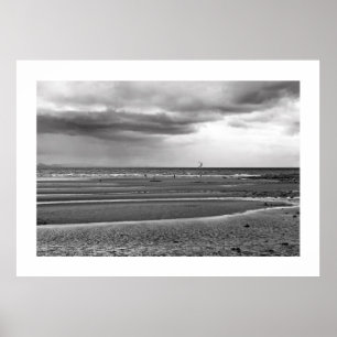 Poster Patin surfant à l'affiche noire et blanche de