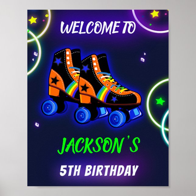 Poster Patinage à rouleaux signe de fête d'accueil Boy sk (Devant)