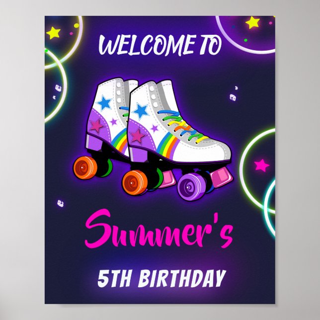 Poster Patinage à roulettes signe de fête de bienvenue su (Devant)