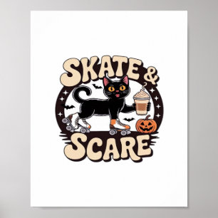 Poster Patinage et patinage - Belle Roulette de Chat Noir