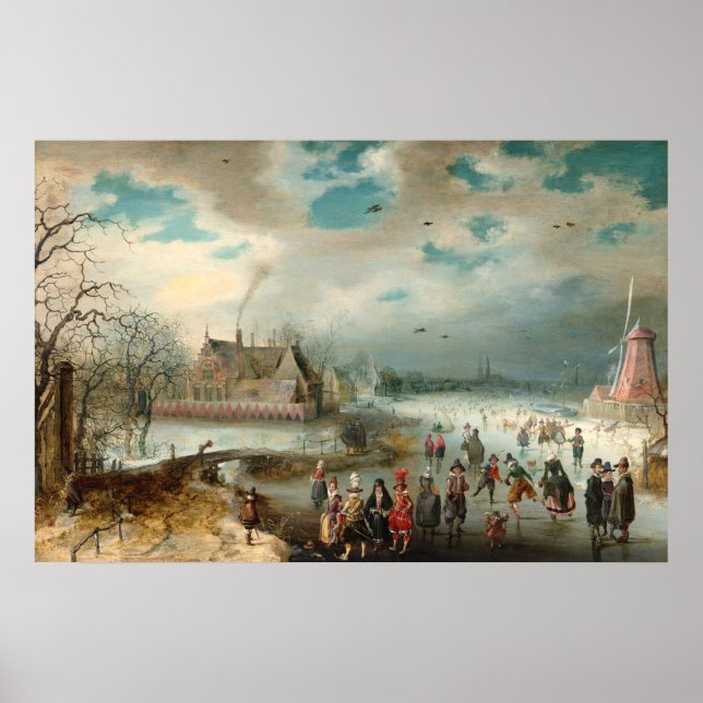Poster Patinage sur Amstel River, van Breen Fine Art Post (Devant)