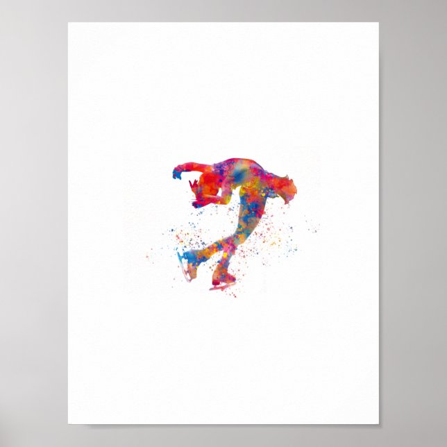 Poster Patinage sur glace aquarelle (Devant)