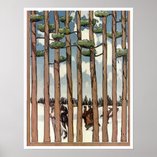Poster Patinage Sur Glace Dans Les Arbres