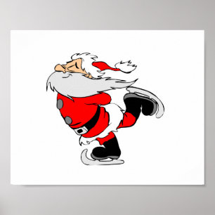 Poster Patinage sur glace Père Noël