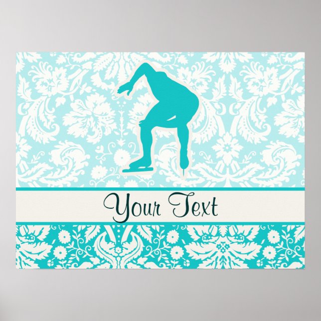 Poster Patineur de vitesse turquoise (Devant)
