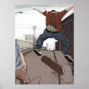 Poster Patineurs dans l'affiche de rue