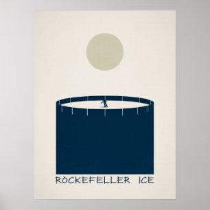 Poster Patinoire de Rockefeller Manhattan Skateuse d'hive