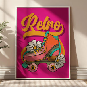 Poster Patins à roulettes Hot Rose&Yellow RETRO