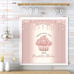 Poster Pâtisserie Chef Cupcake Rose Gold Parties scintill