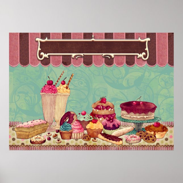 Poster Pâtisserie Cupcake Pâtisserie Boulangerie Boutique (Devant)