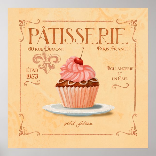 Poster pâtisserie française Cupcake art, Le petit Gateau (Devant)