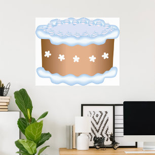 Poster Pâtisserie Gâteau Bleu Glaçé Dessert