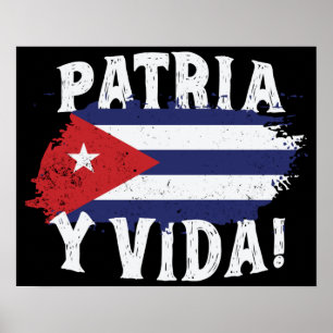 Poster Patria Y Vida Libérez Cuba Libre Drapeau cubain