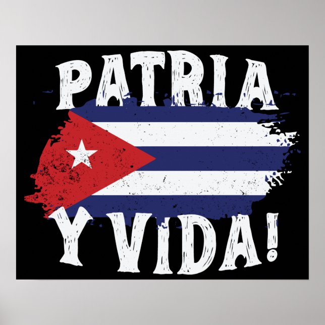 Poster Patria Y Vida Libérez Cuba Libre Drapeau cubain (Devant)
