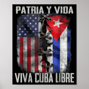 Poster Patria Y Vida Vive Cuba Libre Patriotique Rétro US