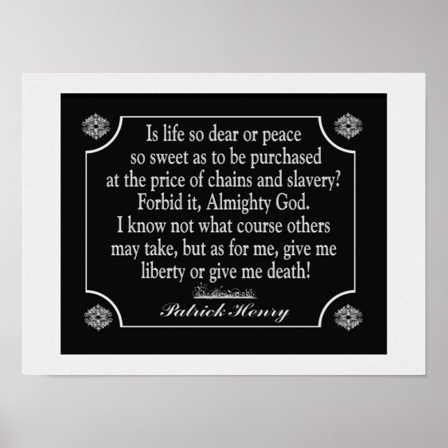 Poster Patrick Henry Discours Citation - Art print (Devant)