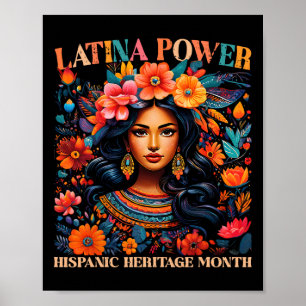 Poster Patrimoine Hispanique S Latina Power Flowers Femme