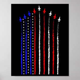 Poster Patriot Juillet 4 Jets d'avion de chasse Drapeau U
