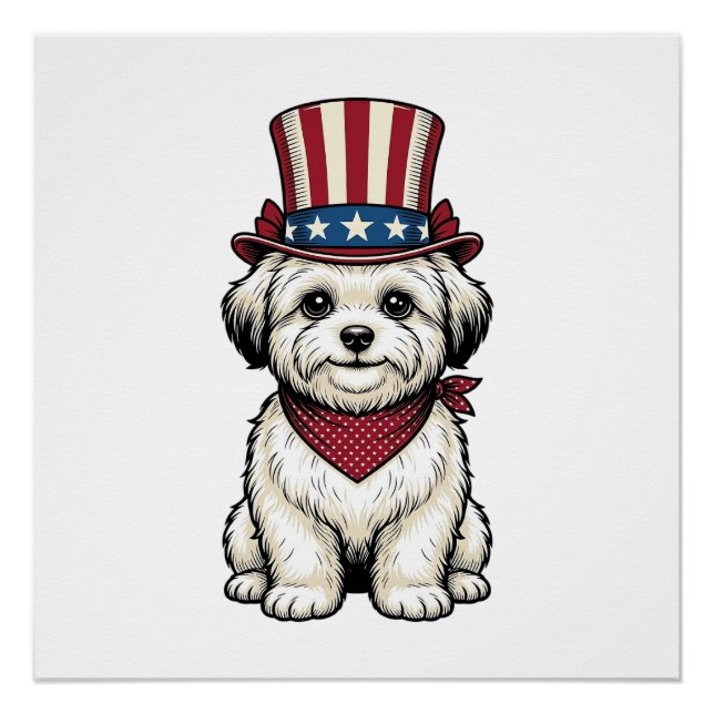 Poster Patriotic Dog Vintage Engraving Vector Design_1 (Devant)