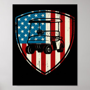 Poster Patriotic Golf Wear USA Strong Golf Cart