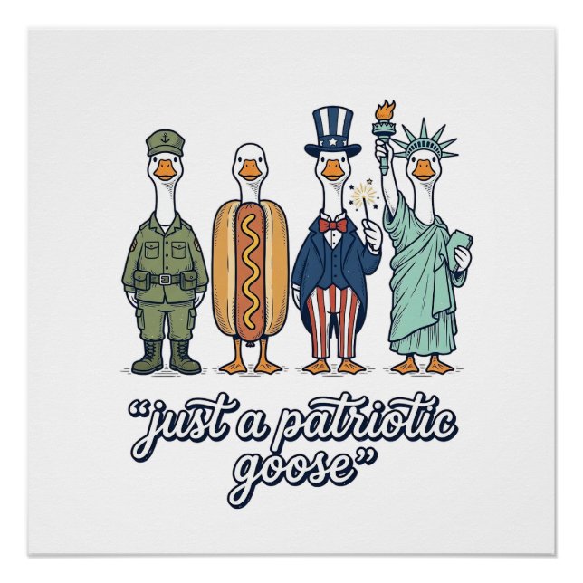 Poster Patriotic Goose Lineup Vintage Vector Shirt_1 (Devant)