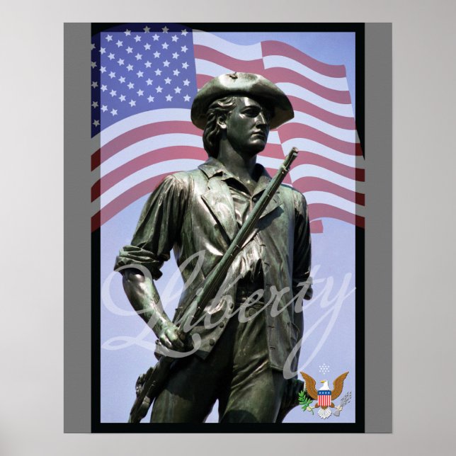 Poster Patriotic Liberty Minuteman with Defense Emblem (Devant)