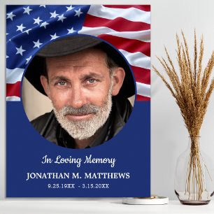 Poster Patriotic Memorial USA American Flag Photo Funérai