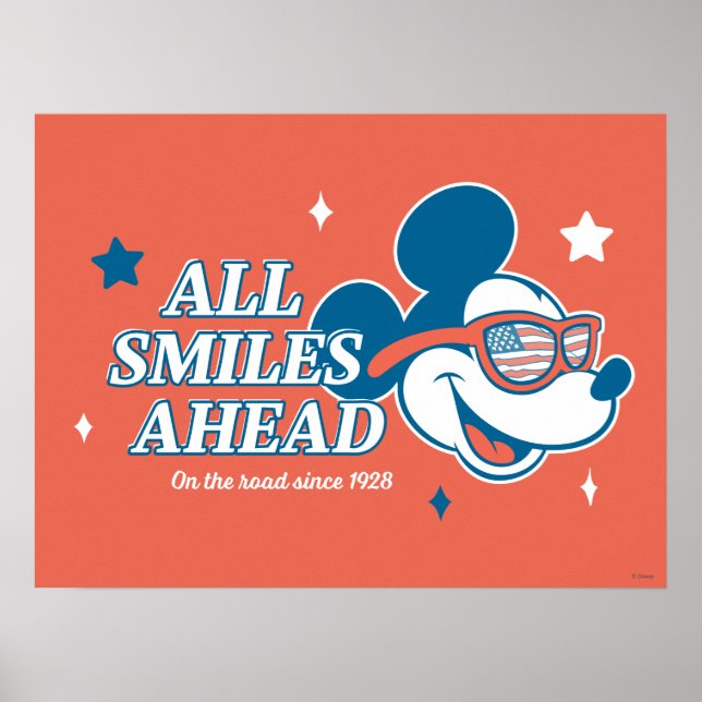 Poster Patriotic Mickey Mouse All Smiles Ahead (Devant)