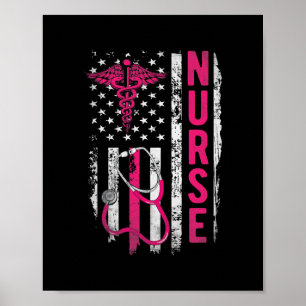 Poster Patriotic Nurse Gift Flag Graduating School RN