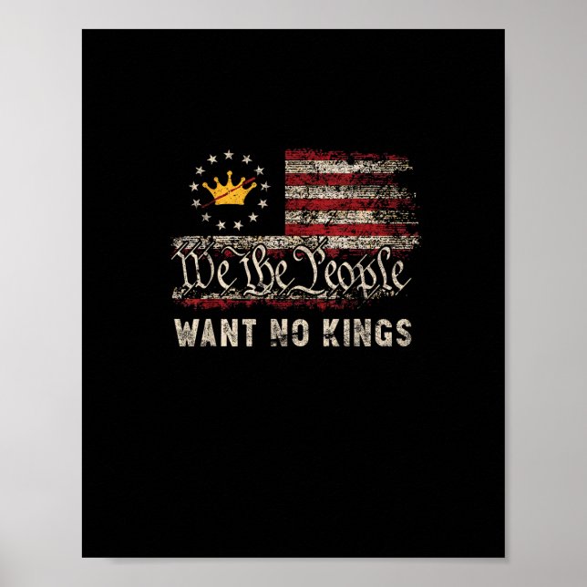 Poster Patriotic Politics Protest No Kings In America (Devant)