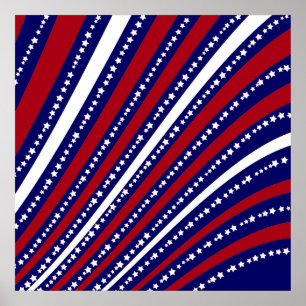 Poster Patriotic Stars Stripes Freedom Drapeau 4 juillet