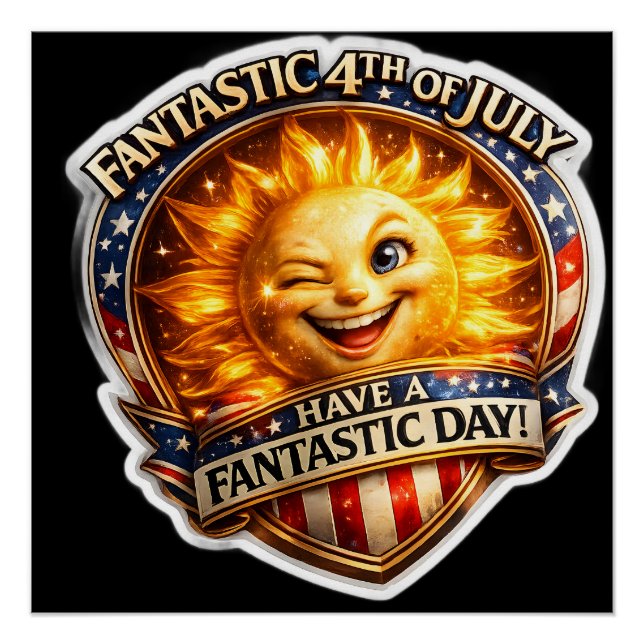 Poster Patriotic winking fourth of July celebration wall  (Devant)