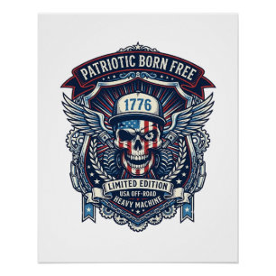Poster Patriotique 1776 Hors Route Camion Monstre Crâne L