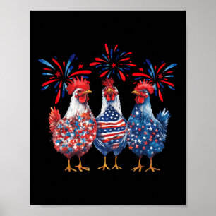 Poster Patriotique américain poule 4 juillet Drapeau amér